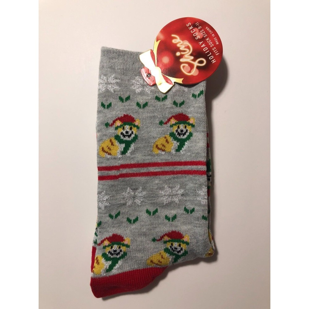 NEW Women's Shine Christmas Crew Socks CORGI FAIRISLE Size 9-11